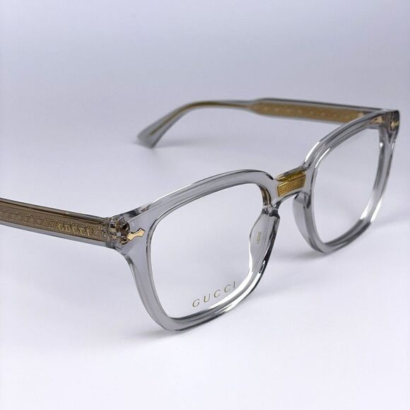 NEW Gucci GG0184O 005 Unisex Square Gray Clear Gold Eyeglasses - Picture 9 of 14